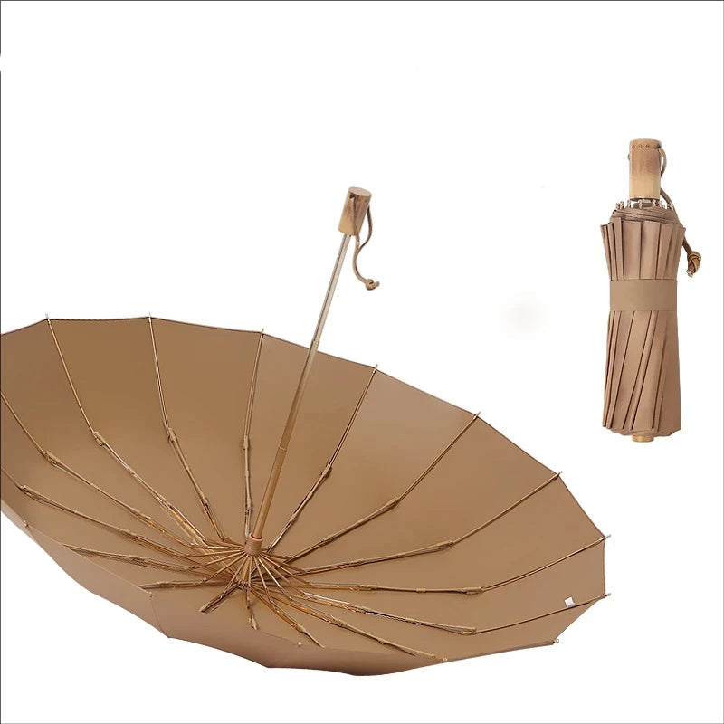 Retro 16-Streben Regenschirm – Windfester Faltbarer Regenschirm für Alltag, Freizeit & Reisen