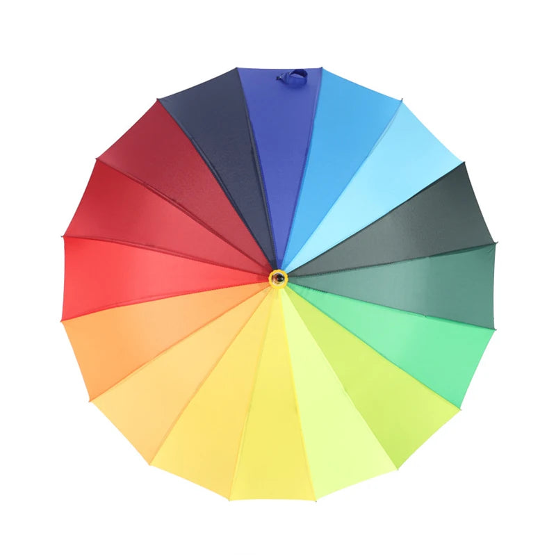 Regenbogen Regenschirm – Großer Windfester Automatik-Regenschirm mit Langem Griff für Alltag & Freizeit