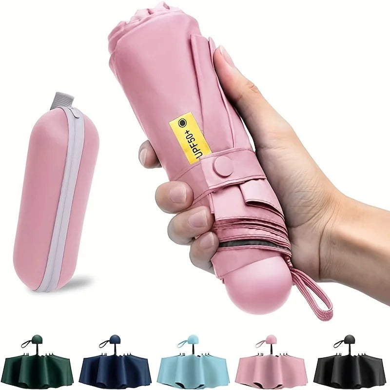Mini UV-Schutz Regenschirm – Tragbarer Kompakter Regenschirm mit Verstärkten Streben für Alltag & Reise