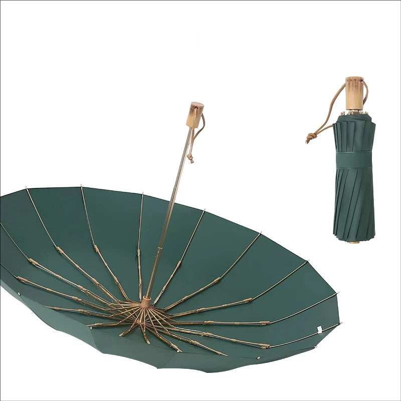 Retro 16-Streben Regenschirm – Windfester Faltbarer Regenschirm für Alltag, Freizeit & Reisen