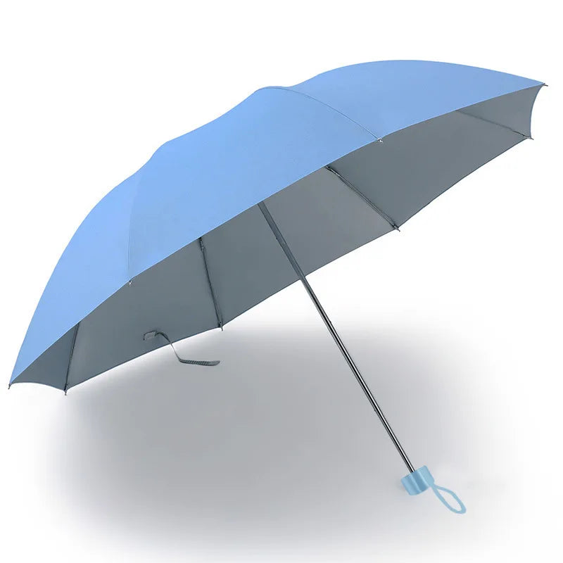 Silberbeschichteter Bunter Regenschirm – Einfarbiger UV-Schutz Regenschirm für Alltag, Reise & Freizeit