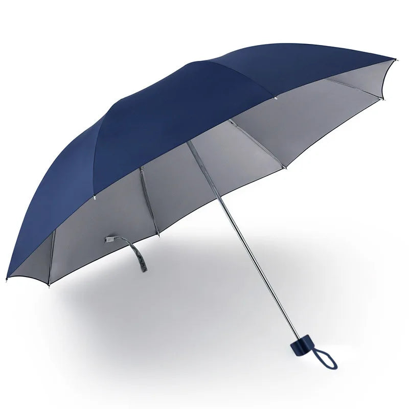 Silberbeschichteter Bunter Regenschirm – Einfarbiger UV-Schutz Regenschirm für Alltag, Reise & Freizeit