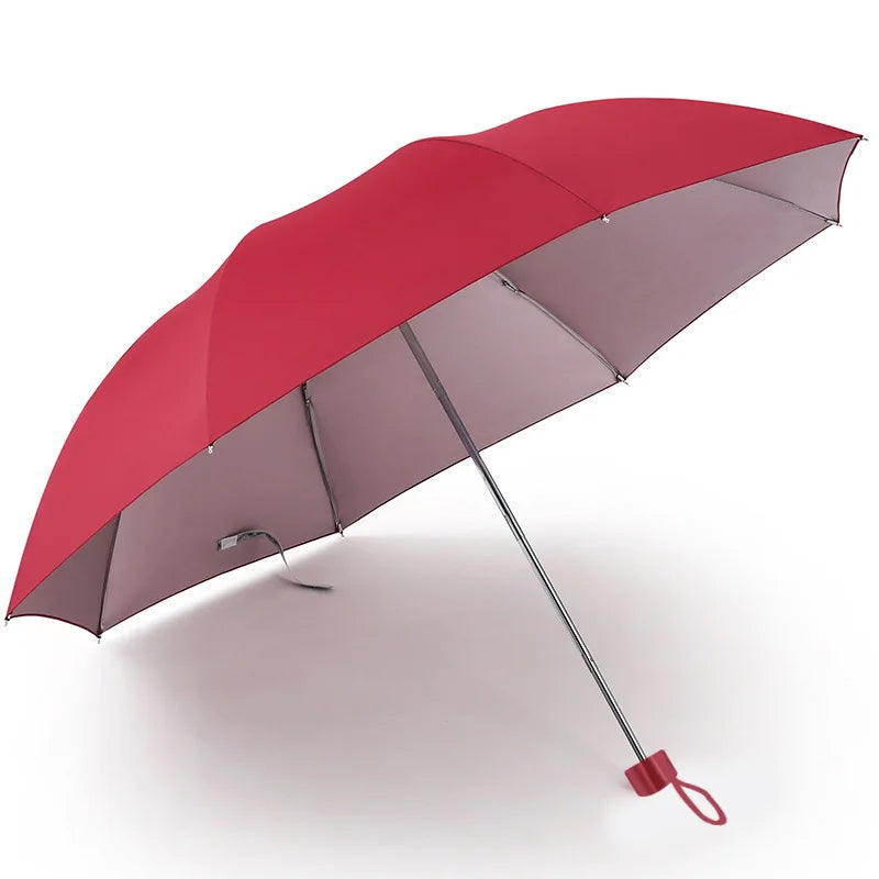 Silberbeschichteter Bunter Regenschirm – Einfarbiger UV-Schutz Regenschirm für Alltag, Reise & Freizeit