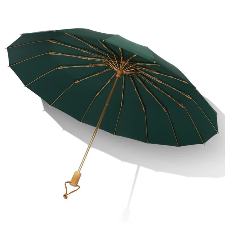 Retro 16-Streben Regenschirm – Windfester Faltbarer Regenschirm für Alltag, Freizeit & Reisen
