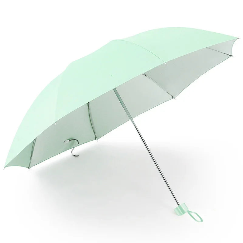 Silberbeschichteter Bunter Regenschirm – Einfarbiger UV-Schutz Regenschirm für Alltag, Reise & Freizeit