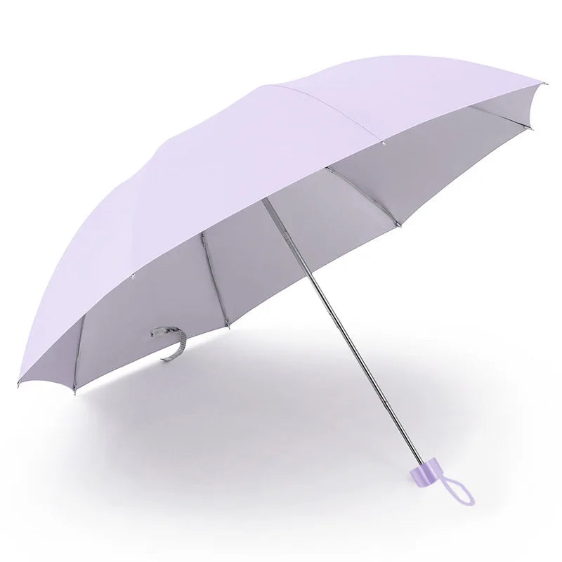 Silberbeschichteter Bunter Regenschirm – Einfarbiger UV-Schutz Regenschirm für Alltag, Reise & Freizeit