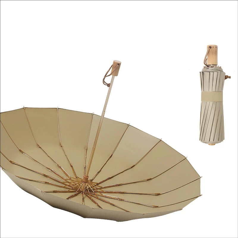 Retro 16-Streben Regenschirm – Windfester Faltbarer Regenschirm für Alltag, Freizeit & Reisen