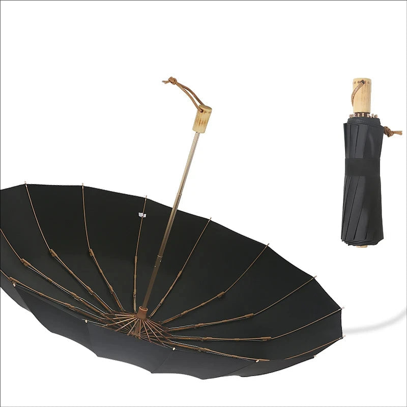 Retro 16-Streben Regenschirm – Windfester Faltbarer Regenschirm für Alltag, Freizeit & Reisen